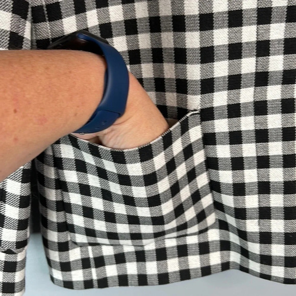 ZARA Blazer Black White Gingham Checkered Snap Closure Pockets Preppy Size S - Picture 6 of 12